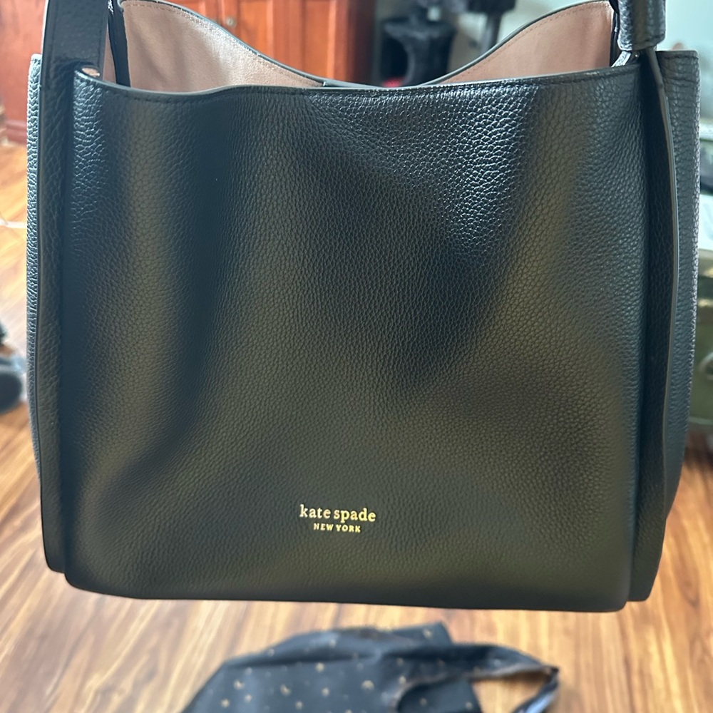 Kate Spade Black Shoulder Bag with Textured Leather
